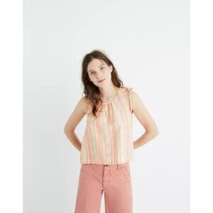 Madewell Crop Swing Tank Top Size XS Sleeveless Plaid Petal Pink EUC B97